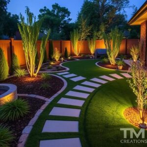 Elegant Kenyan backyard with cabro paving and decorative plants